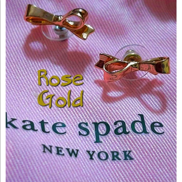 Kate Spade Bow Earrings, Minimalist Petite, Rose Gold - Picture 4 of 6